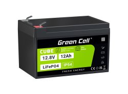 Green Cell CUBE LiFePO4 Batería 12Ah 12.8V 153.6Wh LFP batería de litio 12V para Sillas de ruedas, Juguetes, Patinetes