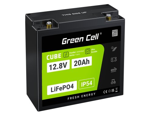 Green Cell CUBE LiFePO4 Batería 20Ah 12.8V 256Wh LFP batería de litio 12V para Tractor, Cortacésped, Vehículos eléctricos