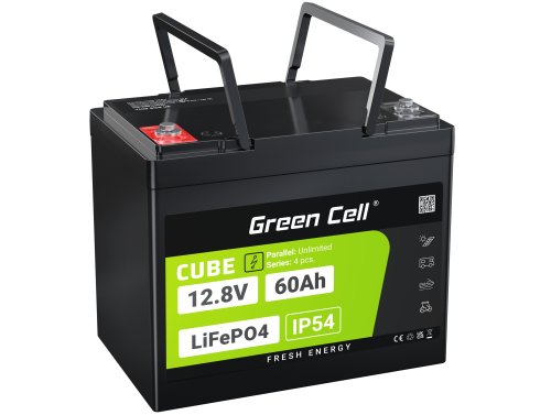 Green Cell CUBE LiFePO4 Batería 60Ah 12.8V 768Wh LFP batería de litio 12V para Motores eléctricos, Autocaravanas, Elevadores