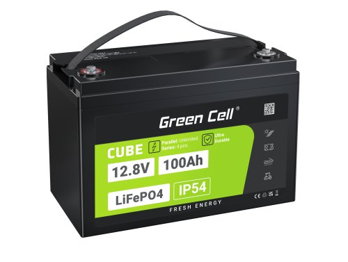 Green Cell CUBE LiFePO4 Batería 100Ah 12.8V 1280Wh LFP batería de litio 12V para Fotovoltaica, Caravanas, Fueraborda Velero