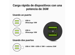 Green Cell Autoladegerät 36W GC PowerRide Nano36 mit 2x USB-A Ultra Charge Schnellladung