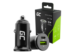 Green Cell PowerRide Nano38 Cargador de coche USB-C, USB-A 38W con carga rápida PD 3.0, Ultra Charge