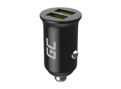 Green Cell Cargador de coche USB PowerRide Nano36, 2x USB-A, 36W con carga rápida Ultra Charge + 2x LED Cable USB-C 120cm