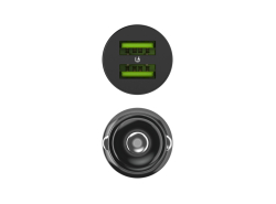 Green Cell Cargador de coche USB PowerRide Nano36, 2x USB-A, 36W con carga rápida Ultra Charge + 2x LED Cable USB-C 120cm
