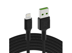 Green Cell Cargador de coche USB PowerRide Nano36, 2x USB-A, 36W con carga rápida Ultra Charge + LED Cable Lightning 120cm