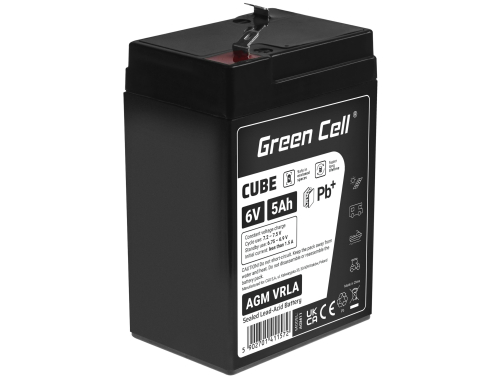 Green Cell CUBE AGM IP54 Bateria 6V 5Ah Gel Bateria hermetica sistemas de alarma juguetes eléctricos para niños