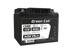 Green Cell CUBE AGM IP54 Bateria 12V 40Ah Gel Bateria hermetica Caravan Bateria solar fotovoltaicos silla de ruedas