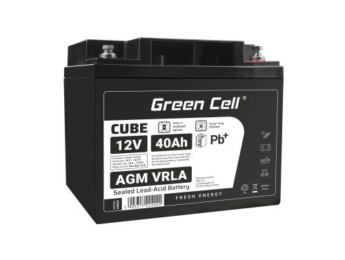 Green Cell CUBE AGM IP54 Bateria 12V 40Ah Gel Bateria hermetica Caravan Bateria solar fotovoltaicos silla de ruedas