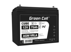 Green Cell CUBE AGM IP54 Bateria 12V 75Ah Gel Bateria hermetica Caravan Bateria solar fotovoltaicos silla de ruedas