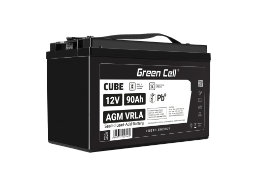 Green Cell CUBE AGM IP54 Bateria 12V 90Ah Gel Bateria hermetica Caravan Bateria solar fotovoltaicos silla de ruedas