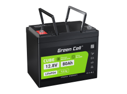 Batería de litio-hierro-fosfato LiFePO4 Green Cell 12V 12.8V 80Ah para paneles solares, autocaravanas y barcos