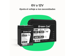 Green Cell® AGM Bateria 6V 12Ah Gel Bateria hermetica sistemas de alarma juguetes eléctricos para niños