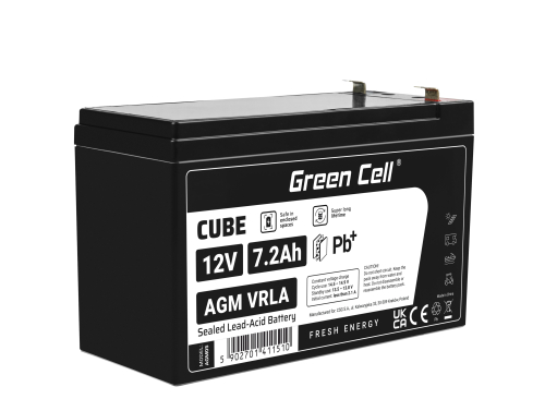 Green Cell® AGM Bateria 12V 7.2Ah Gel Bateria hermetica sistemas de alarma juguetes eléctricos para niños