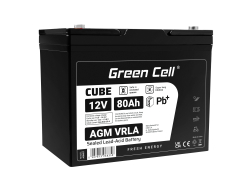 Batería Green Cell® AGM 12V 80Ah VRLA batería de plomo-ácido libre de mantenimiento para yates, veleros, caravanas solares