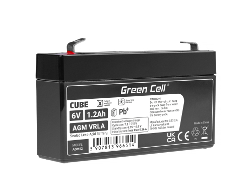 AGM GEL Batterie 6V 1,2Ah Blei Akku Green Cell für Alarmsysteme und Spielzeug