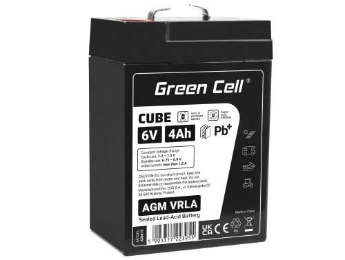 Green Cell® AGM Bateria 6V 4Ah Gel Bateria hermetica sistemas de alarma juguetes eléctricos para niños