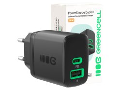 Green Cell PowerSource Duo30 cargador USB/USB-C negro, adaptador de corriente de 30 W con Power Delivery