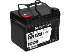 Green Cell® AGM Bateria 12V 33Ah Gel Bateria hermetica Caravan Bateria solar fotovoltaicos silla de ruedas