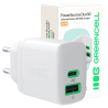 Green Cell PowerSource Duo30 cargador USB/USB-C blanco, adaptador de corriente de 30 W con Power Delivery