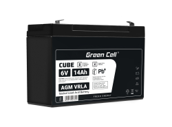 Green Cell® AGM Bateria 6V 14Ah Gel Bateria hermetica sistemas de alarma juguetes eléctricos para niños