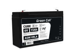 40e AGM Batería Gel de plomo 6V 15Ah Recargable Green Cell para la alarma y la iluminación