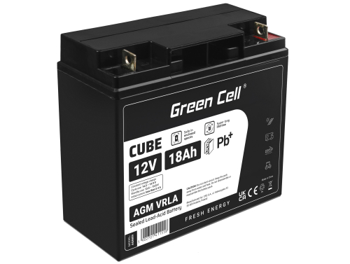 GreenCell® AGM Bateria 12V 18Ah Gel Bateria hermetica segadora scooter Barco de pesca bote cortacéspedes