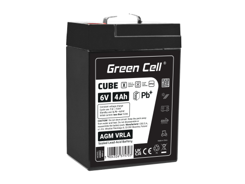 Green Cell CUBE AGM IP54 Bateria 6V 4Ah Gel Bateria hermetica sistemas de alarma juguetes eléctricos para niños