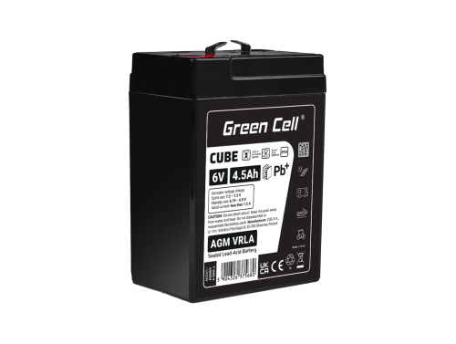 Green Cell CUBE AGM IP54 Bateria 6V 4.5Ah Gel Bateria hermetica sistemas de alarma juguetes eléctricos para niños