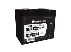 Green Cell CUBE AGM IP54 Bateria 12V 55Ah Gel Bateria hermetica segadora scooter Barco de pesca bote cortacéspedes