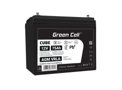 Green Cell CUBE AGM IP54 Bateria 12V 75Ah Gel Bateria hermetica Caravan Bateria solar fotovoltaicos silla de ruedas