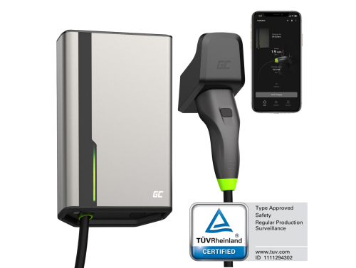 Greencell HabuDen Wallbox 11kW 22kW 32A 7,5m Cable de carga tipo 2 Estación de carga de coche eléctrico App GC Bluetooth WiFi