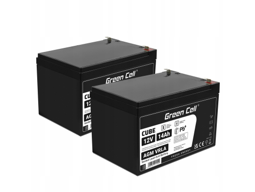 2x Green Cell® AGM Bateria 12V 14Ah Gel Bateria hermetica sistemas de alarma juguetes eléctricos para niños