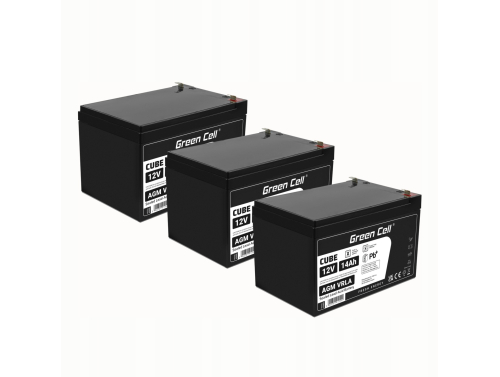 3x Green Cell® AGM Bateria 12V 14Ah Gel Bateria hermetica sistemas de alarma juguetes eléctricos para niños