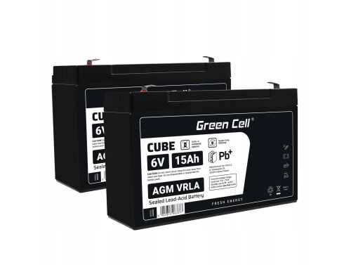 2x AGM Bateria 6V 15Ah Gel Bateria hermetica sistemas de alarma juguetes eléctricos para niños