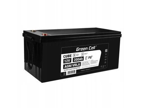 Batería libre de mantenimiento Green Cell AGM VRLA 12V 200Ah para camper, energía fotovoltaica, paneles solares, barcos