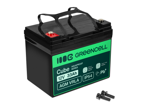 Green Cell Cube AGM VRLA IP54 12V 33Ah batería sin mantenimiento para cortacésped, scooter, barco, silla de ruedas