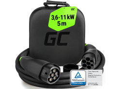 Green Cell Snap Tipo 2 Cable EV 11kW 5m para Tesla Model 3 S X Y, Kia EV6, Peugeot e-208, Hyundai IONIQ 5, BMW i3, Ford Mach-E