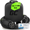 Green Cell Snap Tipo 2 Cable EV 11kW 5m para Tesla Model 3 S X Y, Kia EV6, Peugeot e-208, Hyundai IONIQ 5, BMW i3, Ford Mach-E