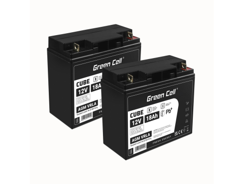 2x AGM Bateria 12V 18Ah Gel Bateria hermetica segadora scooter Barco de pesca bote cortacéspedes
