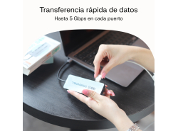 Adaptador Basic HUB Greencell USB-C 4in1 (4×USB-A 3.0) – transferencia rápida hasta 5 Gb/s, carcasa de aluminio