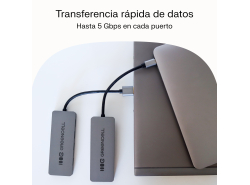 Adaptador Basic HUB Greencell USB-A 4in1 (4×USB 3.0) – transferencia rápida hasta 5 Gb/s, carcasa de aluminio