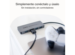 Adaptador Basic HUB Greencell USB-A 4in1 (4×USB 3.0) – transferencia rápida hasta 5 Gb/s, carcasa de aluminio