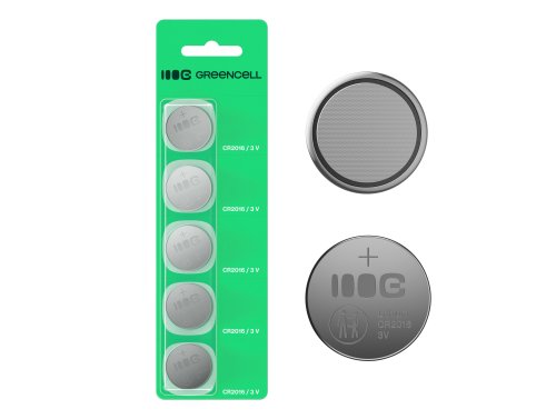 Greencell Blister 5x batería litográfica CR2016 3V 80mAh de botón para llaves, relojes, mandos, balanzas