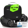 Green Cell Snap Tipo 2 Cable EV 11kW 5m para Tesla Model 3 S X Y, Kia EV6, Peugeot e-208, Hyundai IONIQ 5, BMW i3, Ford Mach-E
