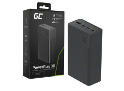 Greencell PowerPlay 30 - powerbank negro de 30 000mAh, 22,5W, 4 puertos