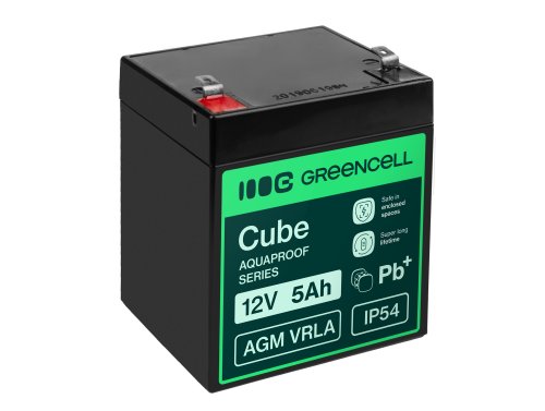 Greencell AGM VRLA 12V 5Ah batería sin mantenimiento para caja, juguetes, cámaras (91x70x102mm)