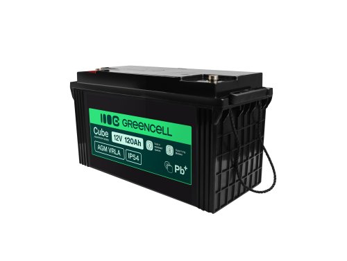 Greencell AGM VRLA 12V 120Ah acumulador sin mantenimiento para barcos paneles solares fotovoltaica (173x406x233mm)
