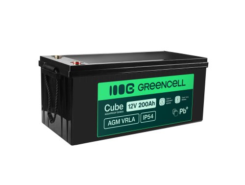 Greencell AGM VRLA 12V 200Ah batería sin mantenimiento para barcos de paneles solares (240x522x226mm)