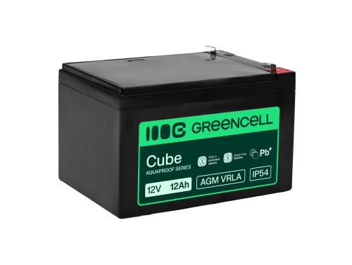 Greencell AGM VRLA 12V 12Ah acumulador sin mantenimiento para cajas registradoras, juguetes, cámaras (151x98.5x95mm)