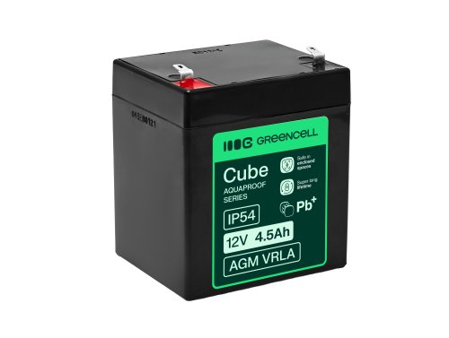 Greencell AGM VRLA 12V 4.5Ah batería sin mantenimiento para caja registradora, juguetes, cámaras (90x70x106mm)